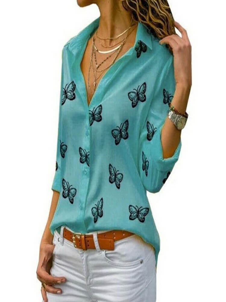 Camisa Feminina Estampada Borboletas Lara