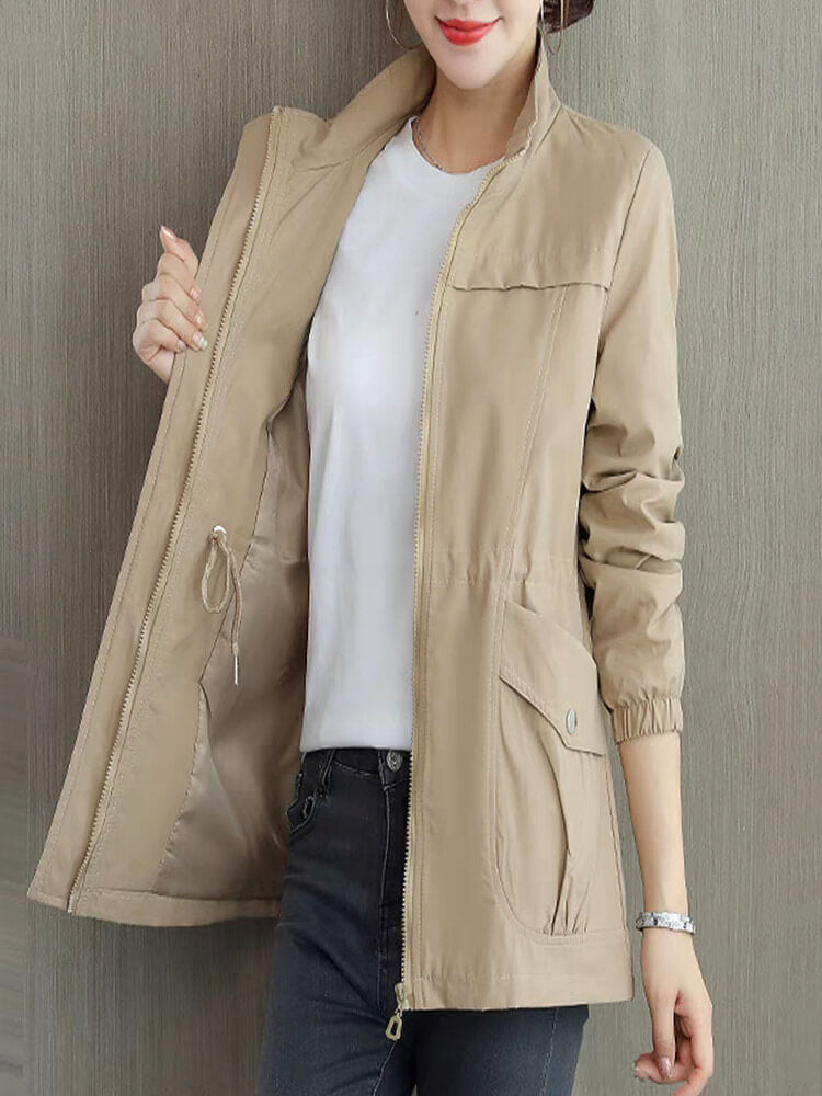 Jaqueta Parka Feminina Casual Slim Camada Dupla