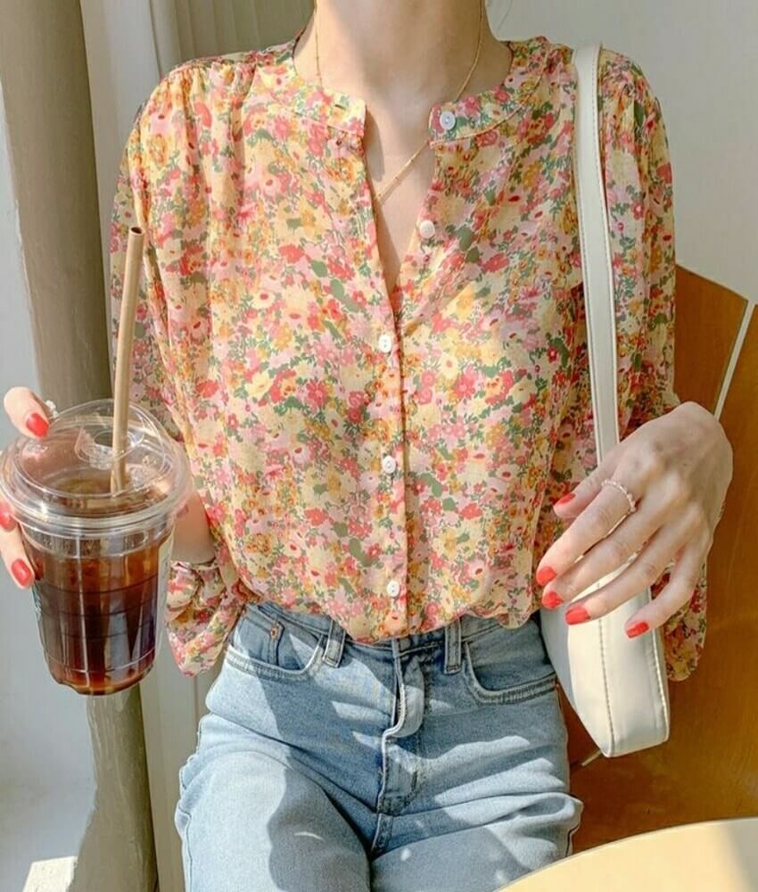 Camisa Feminina Estampada Flores Lúcia